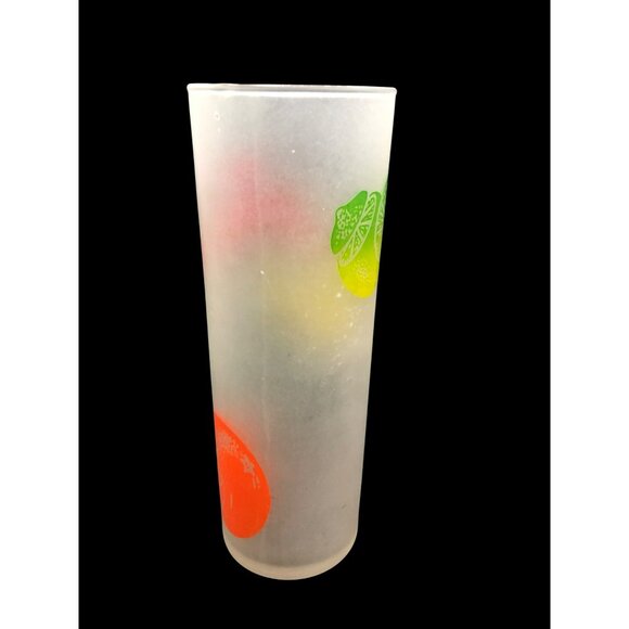 Set Of 4 Mid Century Federal Frosted Tom Collins Glasses With Retro Fruit Design - Picture 14 of 16